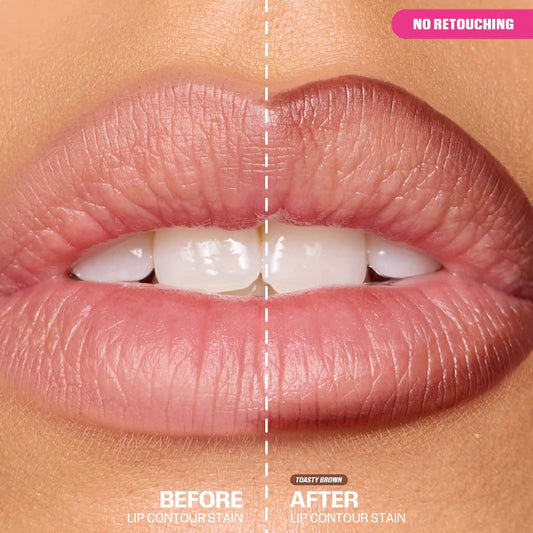 HUDA BEAUTY 
Lip Contour Lip Stain for 12-Hour Wear Color: Toasty Brown - caramel brown