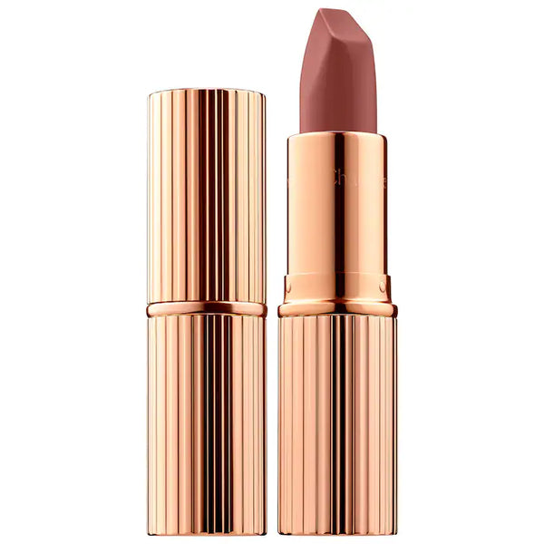 Charlotte Tilbury 
Matte Revolution Hydrating Lipstick Color: Pillow Talk - nude pink
