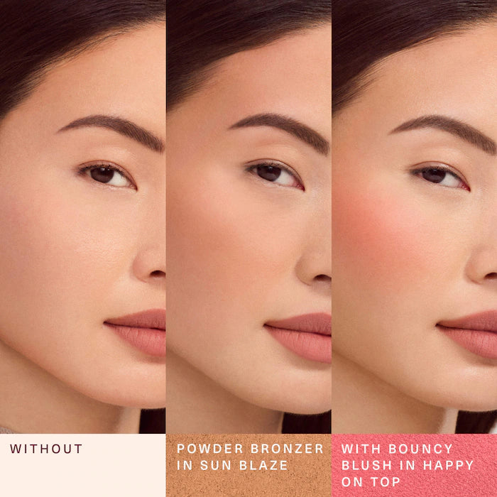 Rare Beauty by Selena Gomez 
Warm Wishes Soft Matte Powder Bronzer Color: Sun Blaze - tan with neutral warm undertone