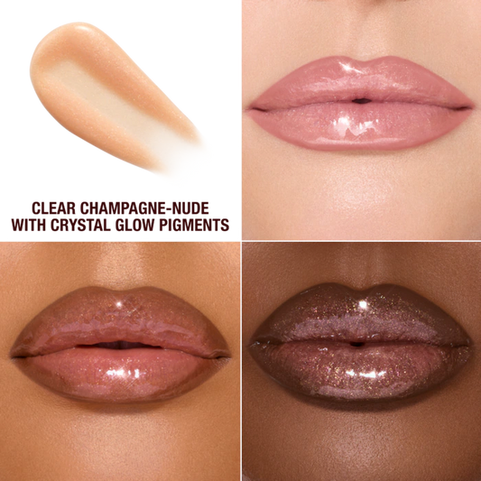 Charlotte Tilbury 
Big Lip Plumpgasm Plumping Lip Gloss Color: Nudegasm Diamonds - Sheer, champagne-nude