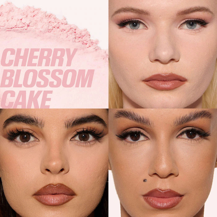 HUDA BEAUTY 
Mini Easy Bake Loose Baking & Setting Powder Color: Cherry Blossom - sheer soft pink. brighten and disguise under-eye darkness