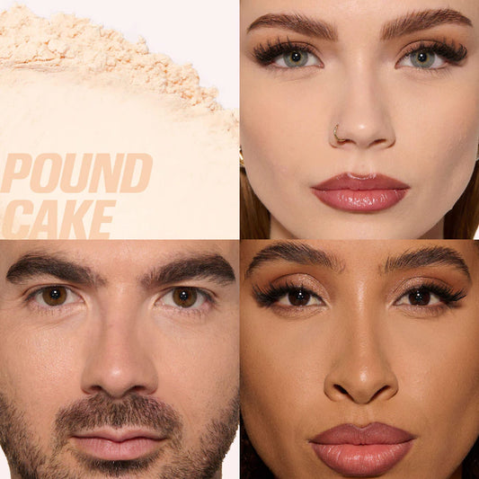 HUDA BEAUTY 
Mini Easy Bake Loose Baking & Setting Powder Color: Pound Cake - fair, light, medium, and tan skin tones. golden undertones brighten and disguise under-eye darkness.