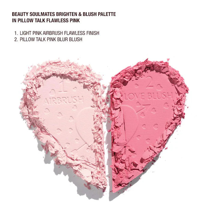 Charlotte Tilbury 
Pillow Talk Beauty Soulmates Airbrush Flawless Finish Brightening and Blush Powder Palette Color: Flawless Pink