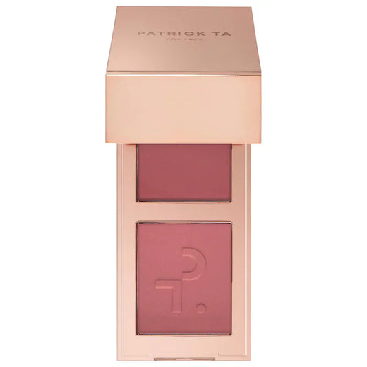 PATRICK TA 
Mini Major Headlines Double-Take Crème & Powder Blush Duo Color:She Goes To The Gym - cool mauve rose