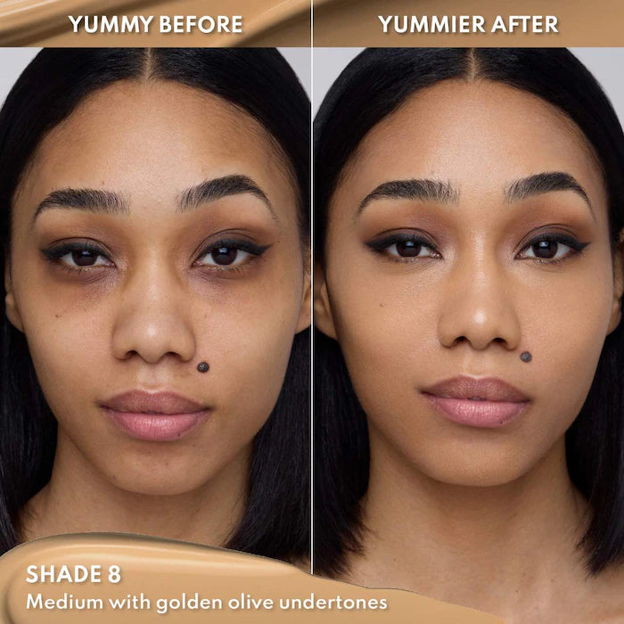 Danessa Myricks Beauty 
Yummy Skin Lift & Flex Hydrating Concealer With Hyaluronic Acid & Caffeine Color: 8 - medium with golden olive undertones