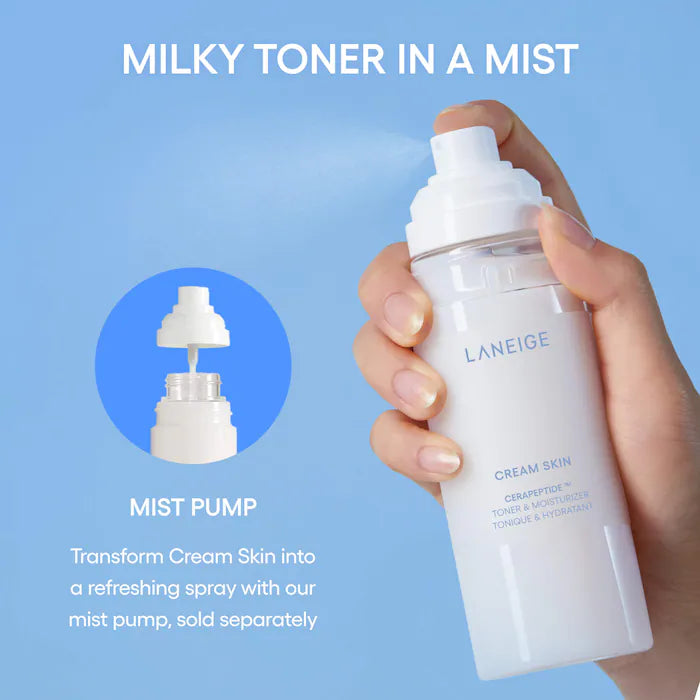 LANEIGE 
Mini Cream Skin Milky Toner Mist with Ceramides and Peptides Size: 30ml Mist Pump