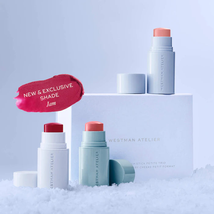 Westman Atelier 
Mini Baby Cheeks Lip + Cheek Cream Blush Stick Trio Gift Set