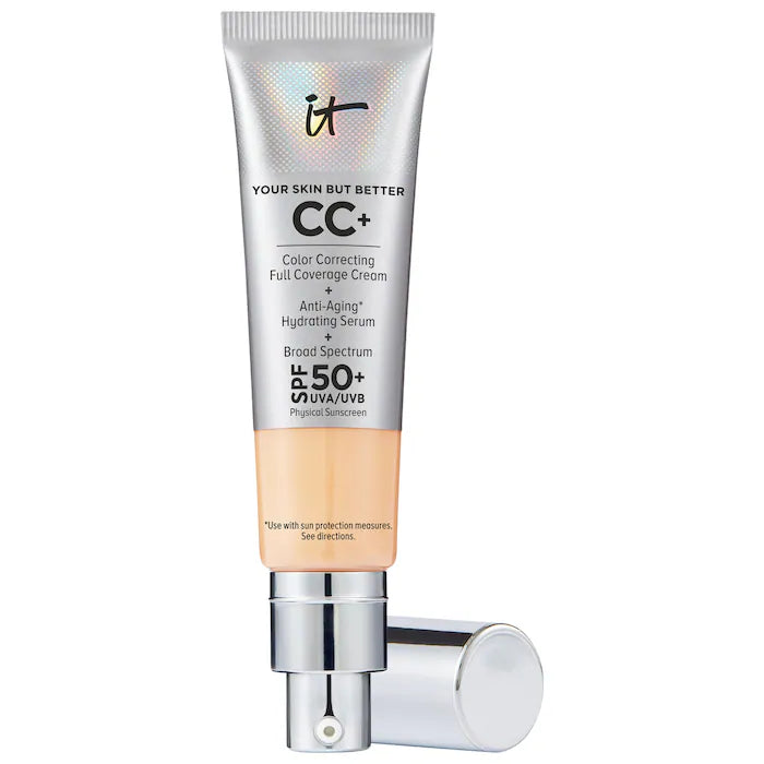 IT Cosmetics 
CC+ Cream Full Coverage Color Correcting Foundation with SPF 50+ Color: Light Medium - cool to neutral undertones