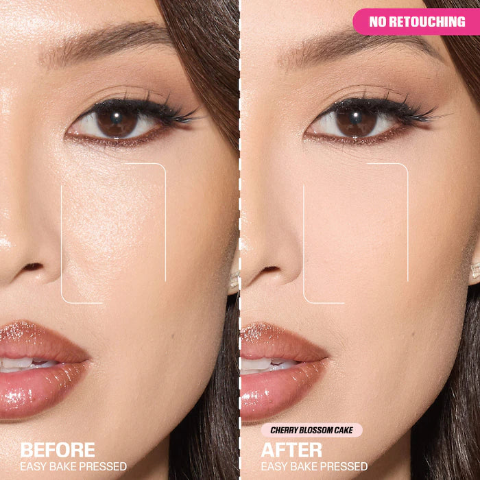 HUDA BEAUTY 
Easy Bake Airbrush Matte Pressed Setting Powder Color: Cherry Blossom Cake - ultra fair with cool undertones
