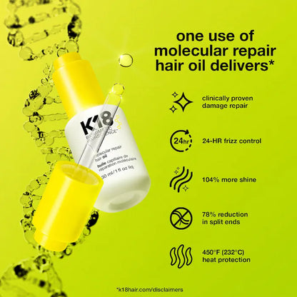 K18 Biomimetic Hairscience 
Molecular Repair Hair Oil Size:30 mL