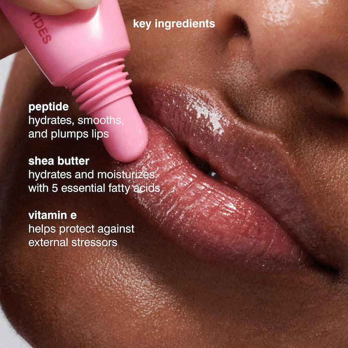 rhode 
Peptide Lip Tint Nourishing Glaze Color: Jelly Bean - shimmery sheer baby pink