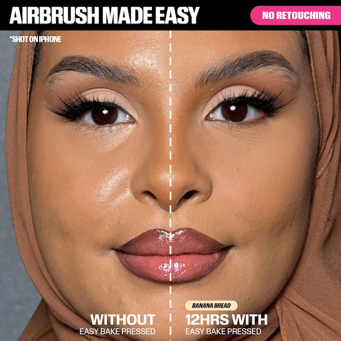 HUDA BEAUTY 
Easy Bake Airbrush Matte Pressed Setting Powder Color: Banana Bread - medium with warm undertones
