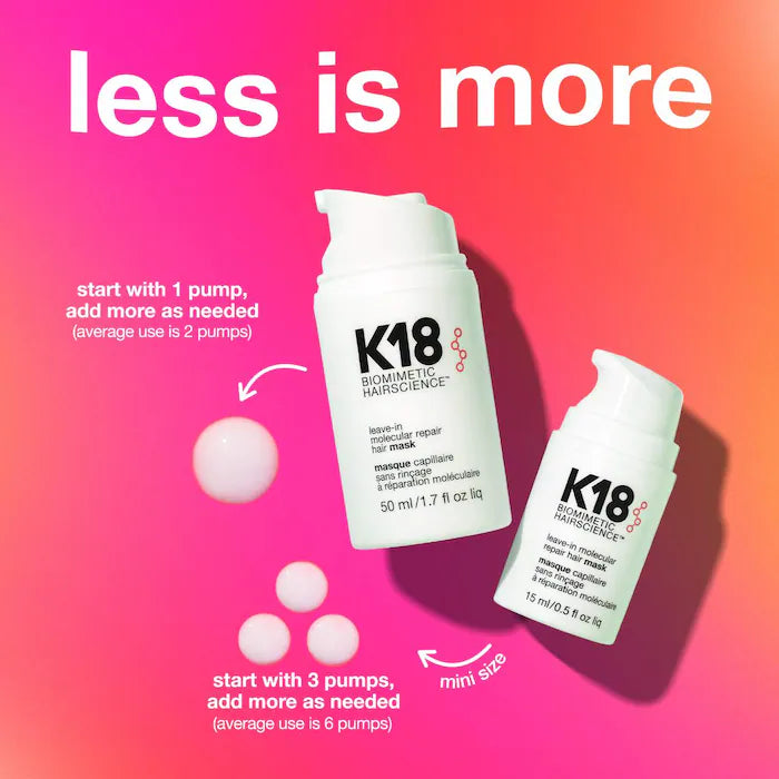K18 Biomimetic Hairscience 
Leave-In Molecular Repair Hair Mask Size: 1.7 oz/ 50 mL