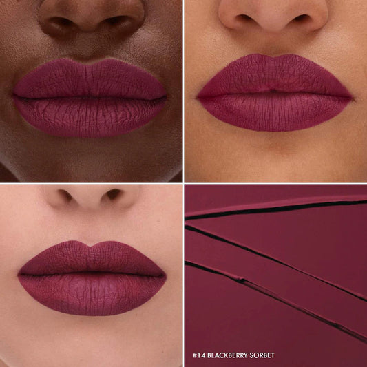 SEPHORA COLLECTION 
Cream Lip Stain 10HR Liquid Lipstick Color: 14 Blackberry Sorbet - matte deep berry red