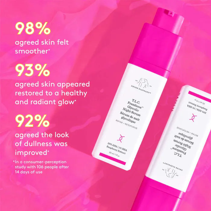Drunk Elephant 
T.L.C. Framboos™ Glycolic Resurfacing Night Serum
