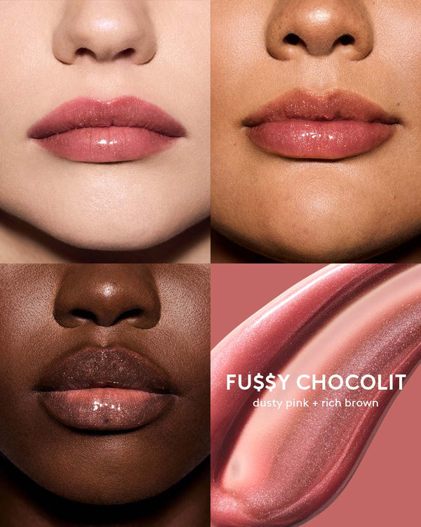 Fenty Beauty By Rihanna Gloss Bomb Swirl Twisted Lip Luminizer Fu$$y Chocolit - shimmering dusty pink/shimmering rich brown