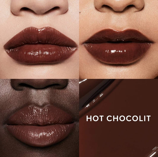 Fenty Beauty by Rihanna 
Gloss Bomb Stix High-Shine Gloss Stick Color: Hot Chocolit - rich brown