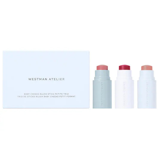 Westman Atelier 
Mini Baby Cheeks Lip + Cheek Cream Blush Stick Trio Gift Set