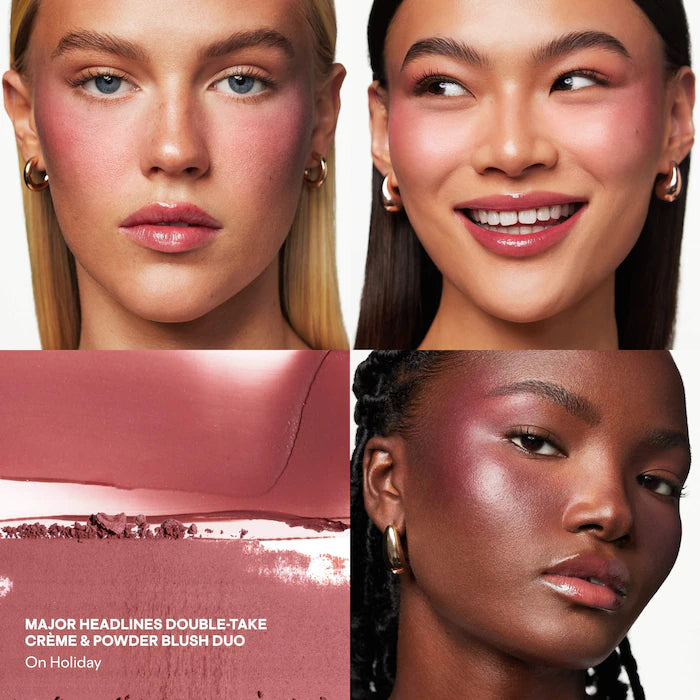 PATRICK TA 
Patrick's Glow and Gloss Set: Major Headlines Blush Duo and Lip Gloss Makeup Gift Set Color: Warm Me Up