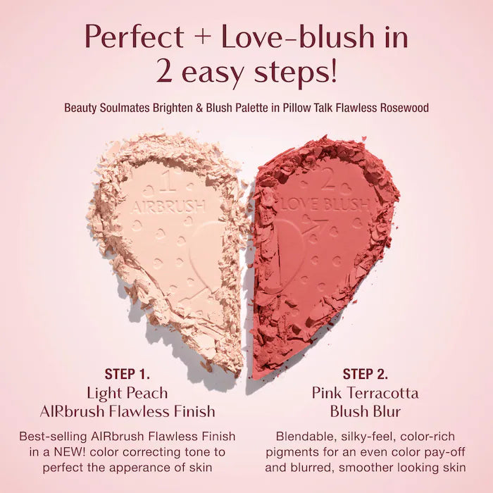 Charlotte Tilbury 
Pillow Talk Beauty Soulmates Airbrush Flawless Finish Brightening and Blush Powder Palette Color: Pillow Talk Flawless Rosewood