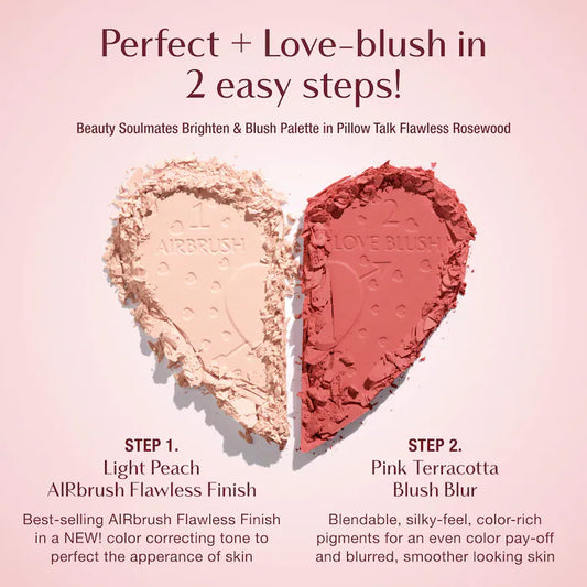 Charlotte Tilbury 
Pillow Talk Beauty Soulmates Airbrush Flawless Finish Brightening and Blush Powder Palette Color: Pillow Talk Flawless Rosewood