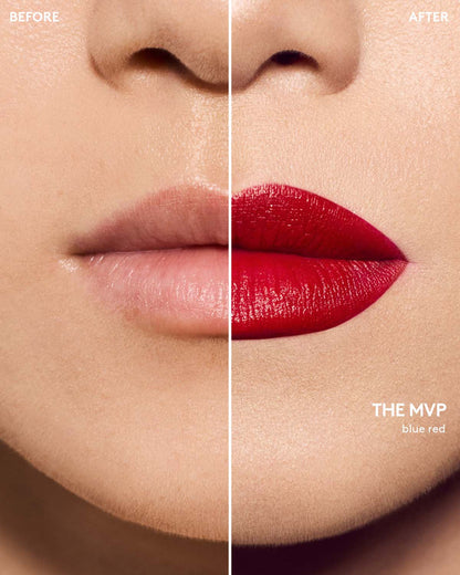 Fenty Beauty By Rihanna Icon The Case Semi-Matte Refillable Lipstick in Shade The MVP blue red