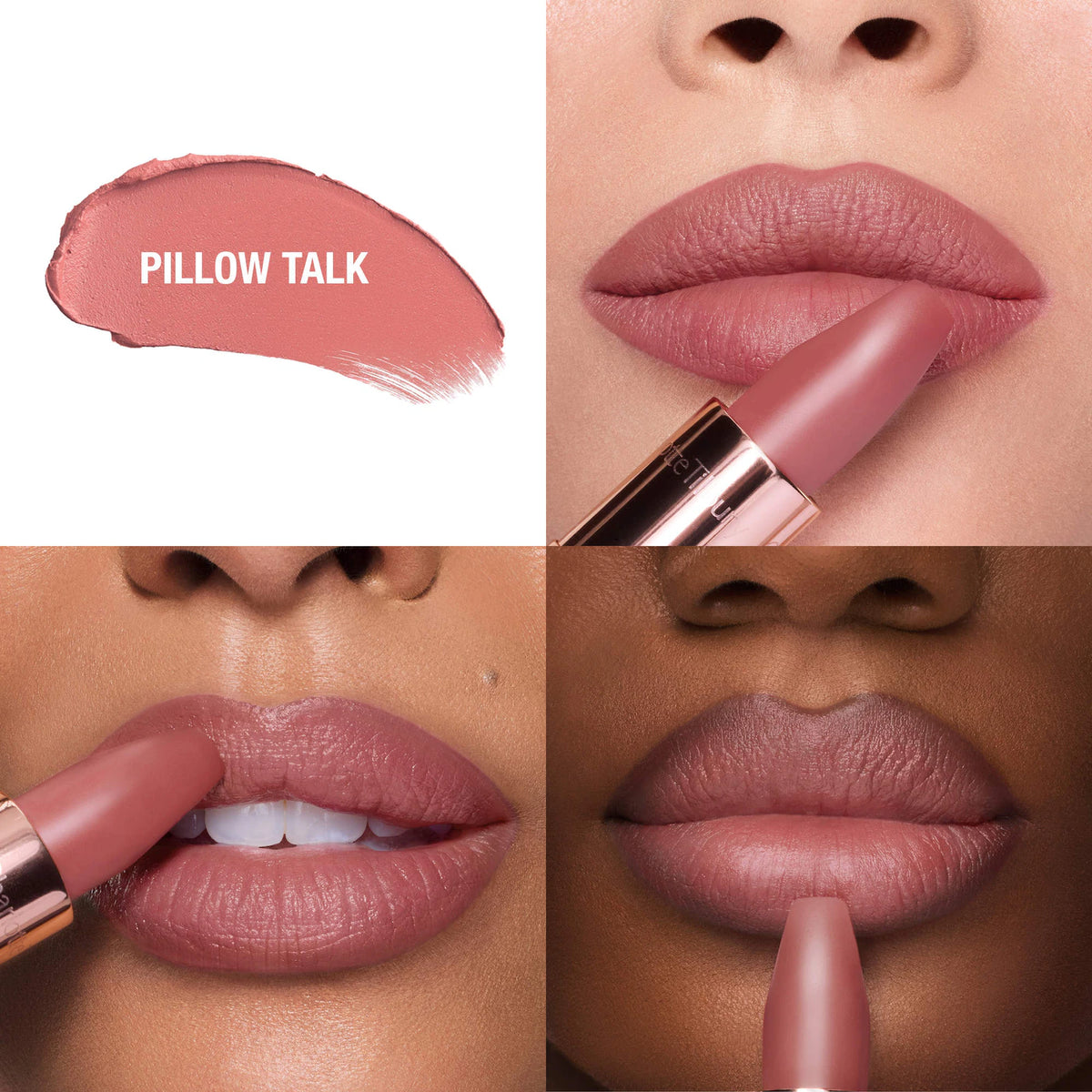 Charlotte Tilbury 
Matte Revolution Hydrating Lipstick Color: Pillow Talk - nude pink